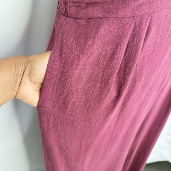 Jumpsuit Tan Large Summer One Shoulder Rose High Waist Casual Wide Leg ANRABESS - Picture 8 of 16